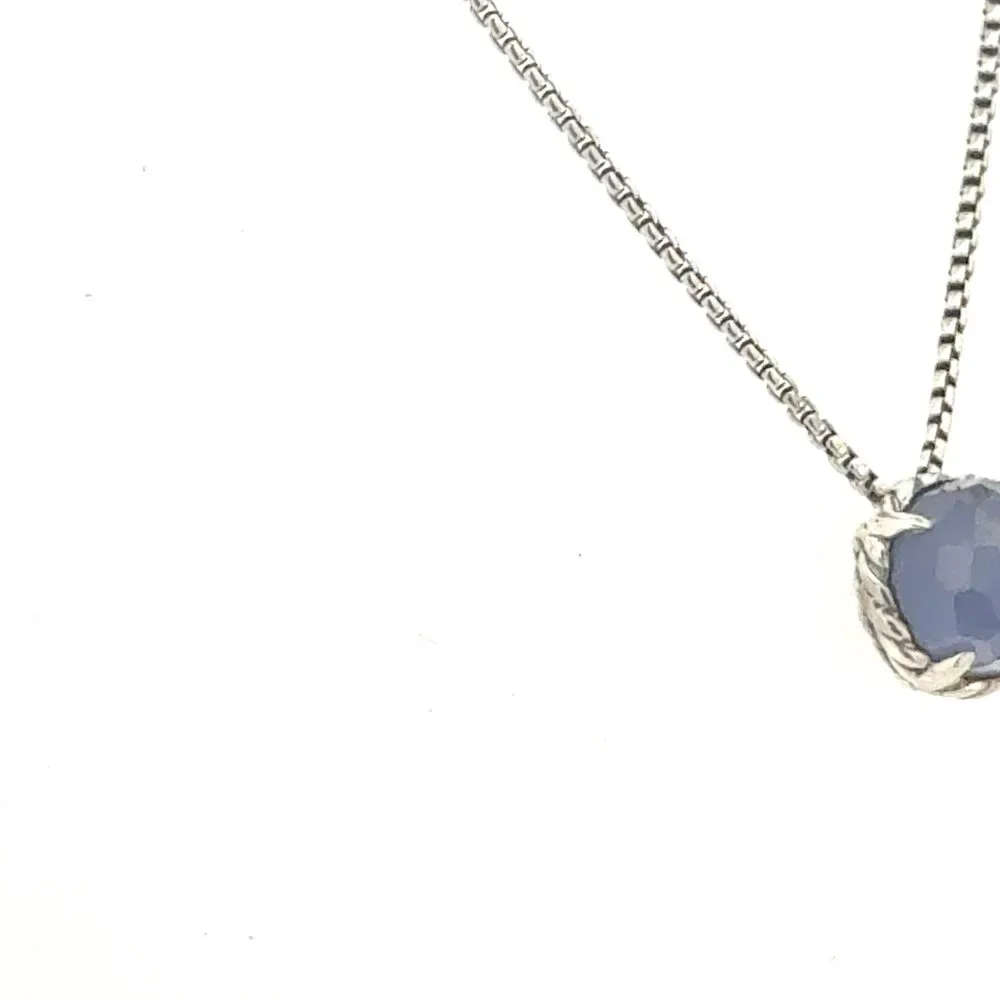 David Yurman Amethyst Pendant Necklace 17" Sterling Silver Estate DY686 - Picture 6 of 7